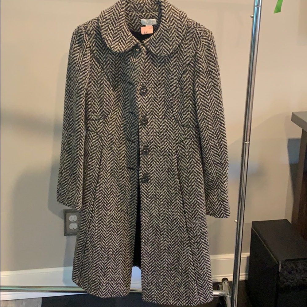 Ann Taylor Loft black and white tweed coat